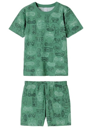 Malwee Kids - Pijama Gamer que Brilha no Escuro Verde Menta - MALWEE KIDS