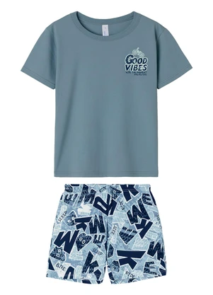 Malwee Kids - Pijama Good Vibes Azul Pastel - MALWEE KIDS