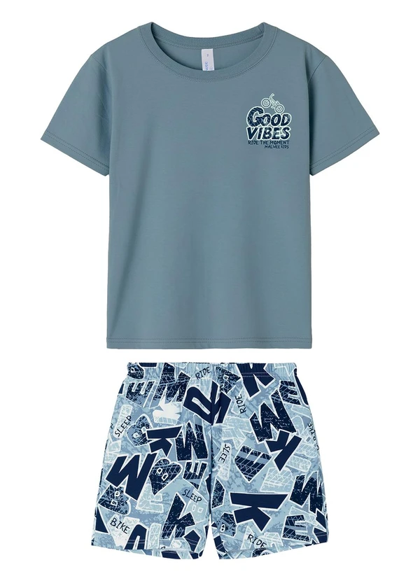 Malwee Kids - Pijama Good Vibes Azul Pastel