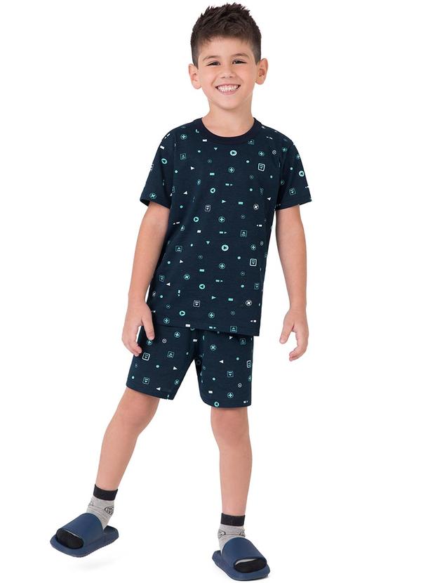 Malwee Kids - Pijama Gráfico que Brilha no Escuro Azul Marinho 1