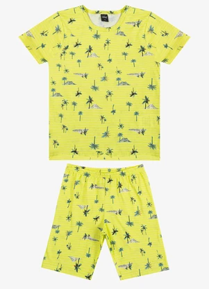 Select - Pijama Infantil Camiseta e Bermuda Amarelo - SELECT