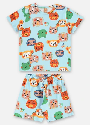 Up Baby - Pijama Infantil Camiseta e Bermuda Azul - UP BABY
