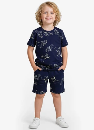 Select - Pijama Infantil Camiseta e Bermuda Azul - SELECT