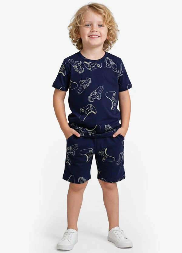 Select - Pijama Infantil Camiseta e Bermuda Azul