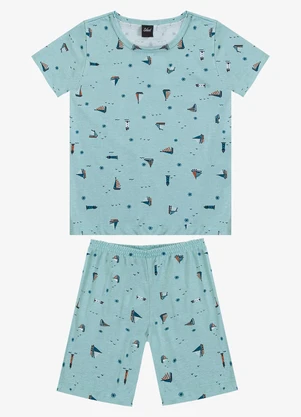 Select - Pijama Infantil Camiseta e Bermuda Azul - SELECT