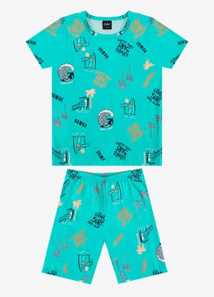 Select - Pijama Infantil Camiseta e Bermuda Azul - SELECT