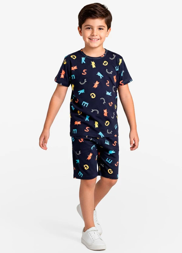 Select - Pijama Infantil Camiseta e Bermuda Azul