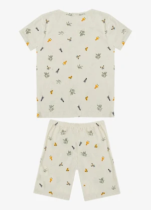 Select - Pijama Infantil Camiseta e Bermuda Bege - SELECT