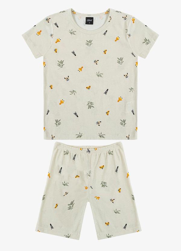 Select - Pijama Infantil Camiseta e Bermuda Bege 1