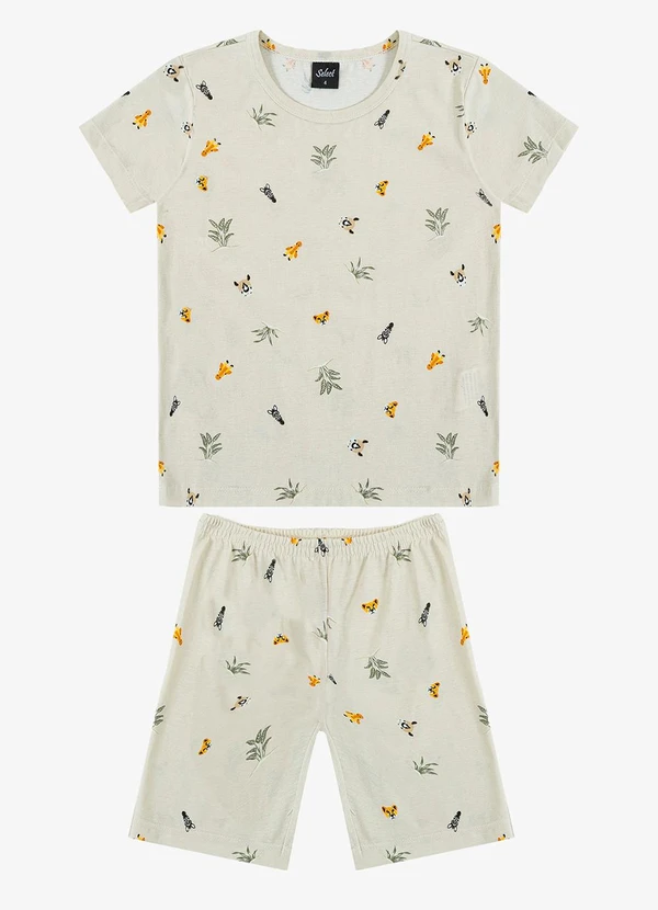 Select - Pijama Infantil Camiseta e Bermuda Bege