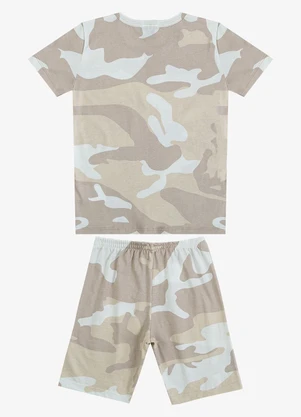 Select - Pijama Infantil Camiseta e Bermuda Bege - SELECT