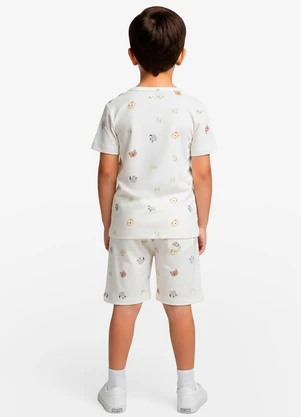 Select - Pijama Infantil Camiseta e Bermuda Bege - SELECT