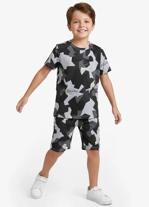 Select - Pijama Infantil Camiseta e Bermuda Cinza - SELECT