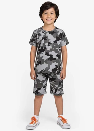 Select - Pijama Infantil Camiseta e Bermuda Cinza - SELECT