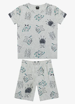 Select - Pijama Infantil Camiseta e Bermuda Cinza - SELECT
