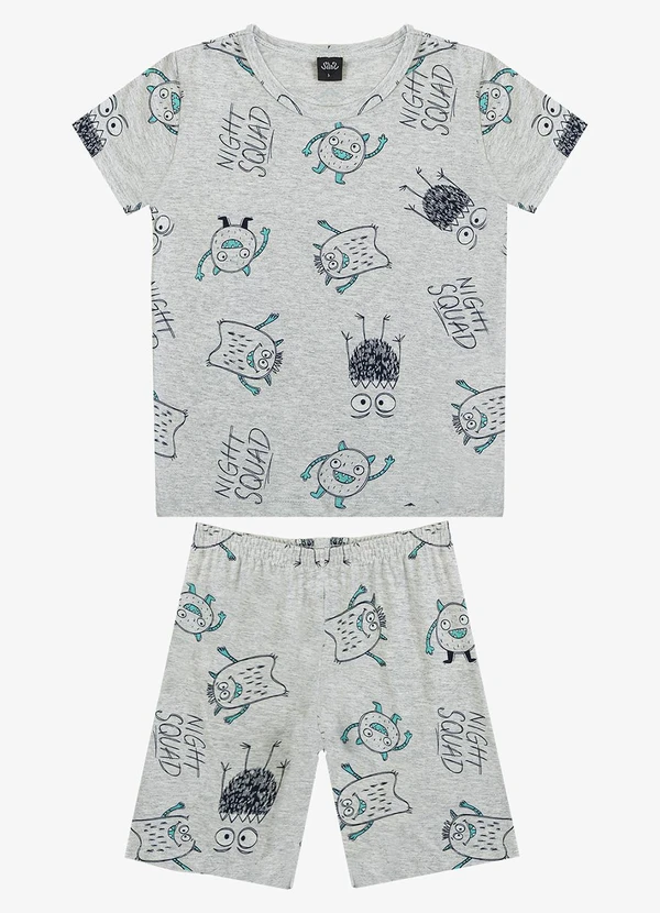 Select - Pijama Infantil Camiseta e Bermuda Cinza