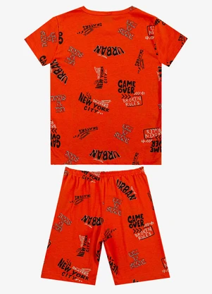 Select - Pijama Infantil Camiseta e Bermuda Laranja - SELECT
