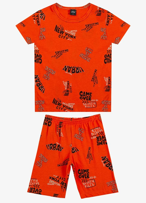 Select - Pijama Infantil Camiseta e Bermuda Laranja