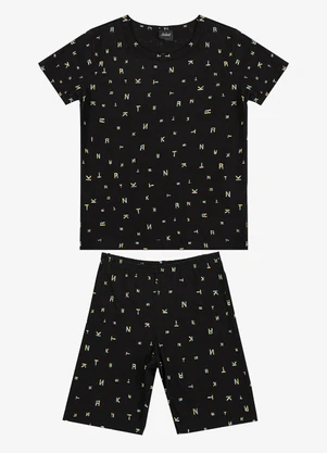 Select - Pijama Infantil Camiseta e Bermuda Preto - SELECT