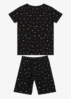 Select - Pijama Infantil Camiseta e Bermuda Preto - SELECT