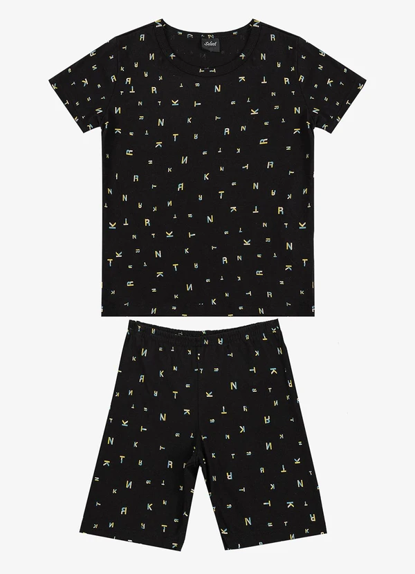 Select - Pijama Infantil Camiseta e Bermuda Preto