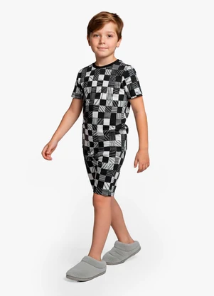 Select - Pijama Infantil Camiseta e Bermuda Preto - SELECT