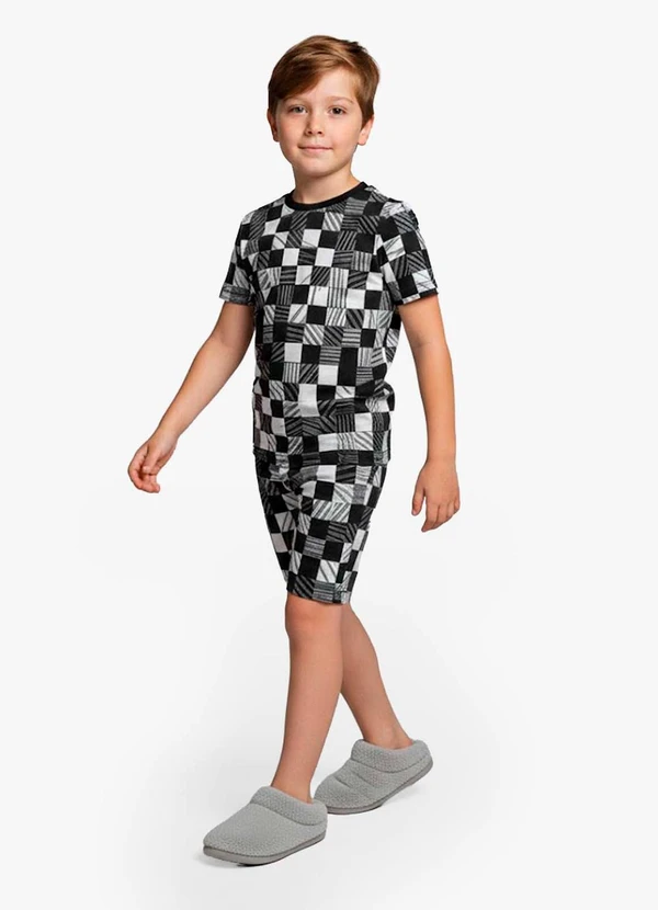 Select - Pijama Infantil Camiseta e Bermuda Preto