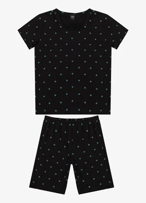 Select - Pijama Infantil Camiseta e Bermuda Preto - SELECT