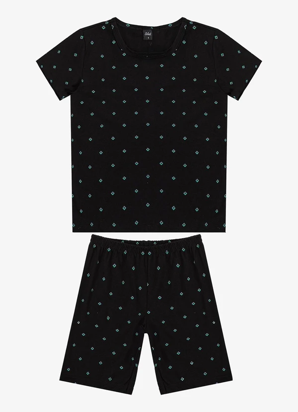 Select - Pijama Infantil Camiseta e Bermuda Preto