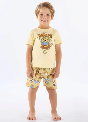 Up Baby - Pijama Infantil Camiseta e Bermuda Amarelo - UP BABY