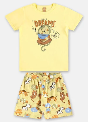 Up Baby - Pijama Infantil Camiseta e Bermuda Amarelo - UP BABY