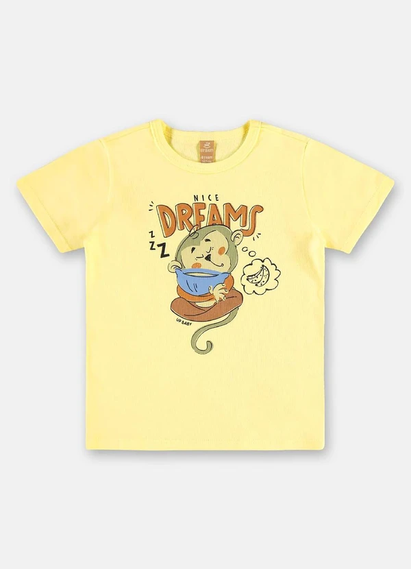 Up Baby - Pijama Infantil Camiseta e Bermuda Amarelo 4