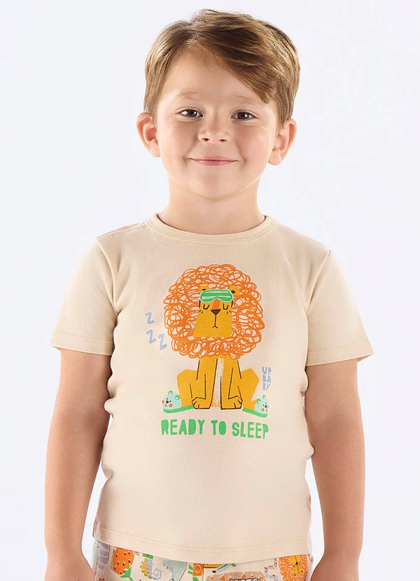 Up Baby - Pijama Infantil Camiseta e Bermuda Up Baby Bege 2