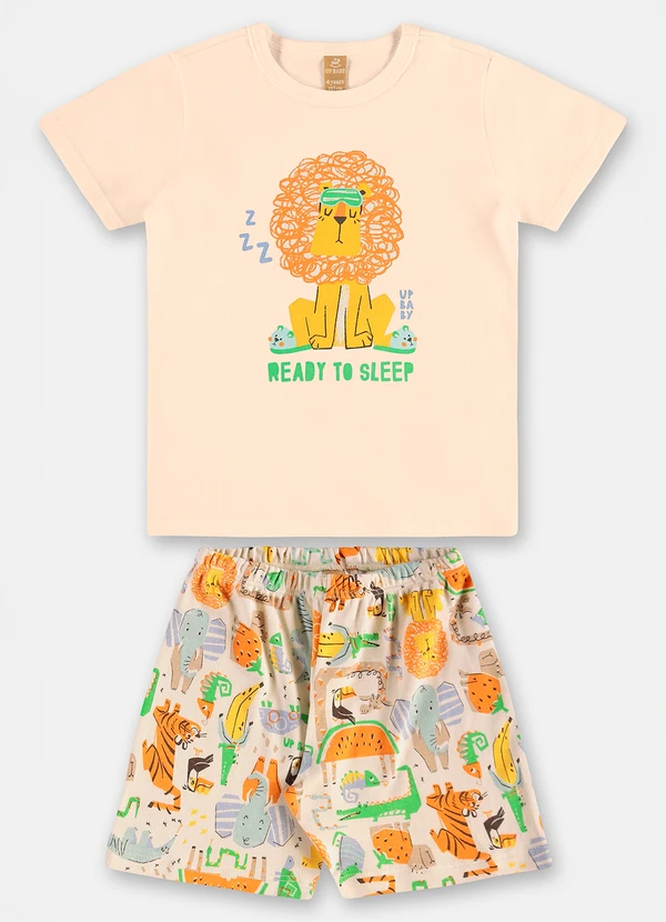Up Baby - Pijama Infantil Camiseta e Bermuda Up Baby Bege 4