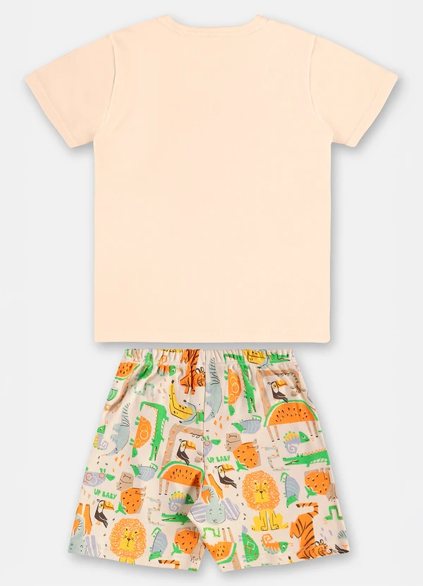 Up Baby - Pijama Infantil Camiseta e Bermuda Up Baby Bege 5