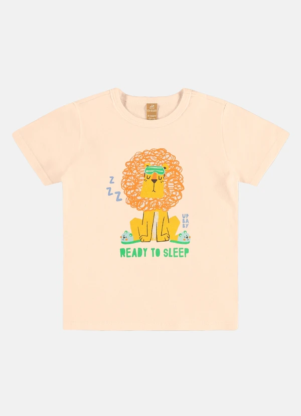 Up Baby - Pijama Infantil Camiseta e Bermuda Up Baby Bege 6