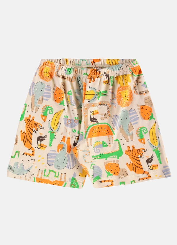 Up Baby - Pijama Infantil Camiseta e Bermuda Up Baby Bege 8