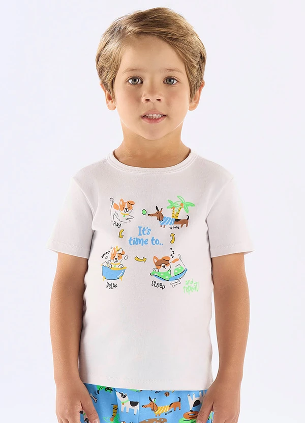 Up Baby - Pijama Infantil Camiseta e Bermuda Branco 2