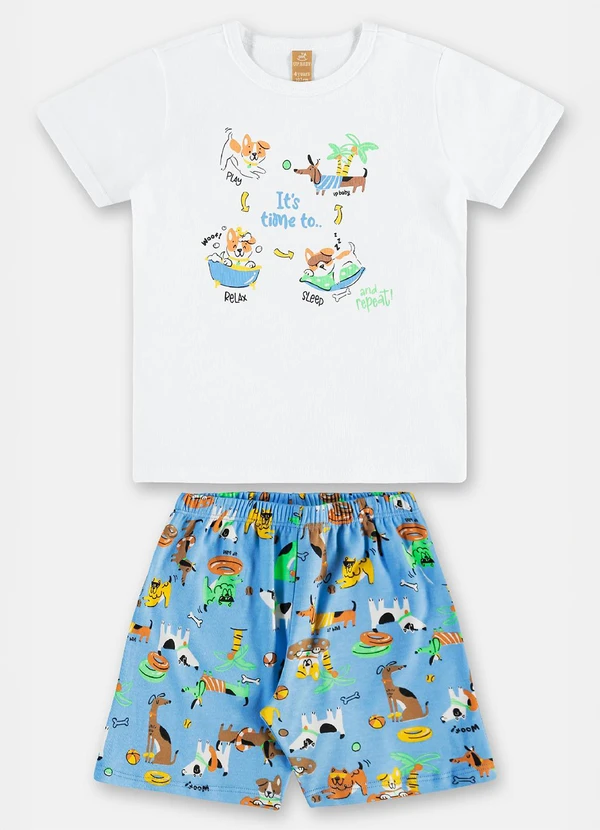 Up Baby - Pijama Infantil Camiseta e Bermuda Branco 4