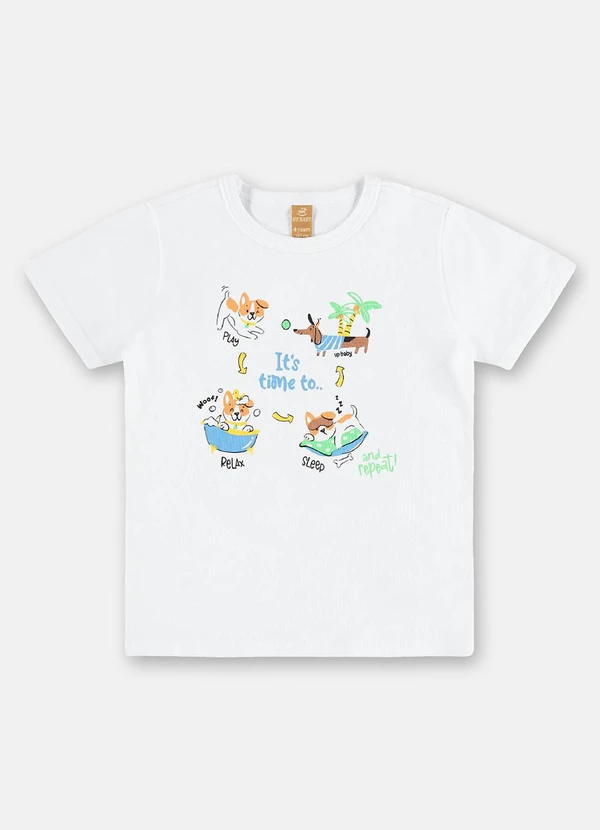 Up Baby - Pijama Infantil Camiseta e Bermuda Branco 6