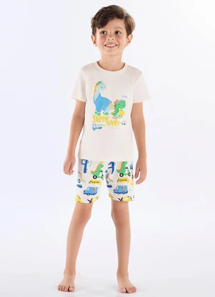 Up Baby - Pijama Infantil Camiseta e Bermuda Branco - UP BABY