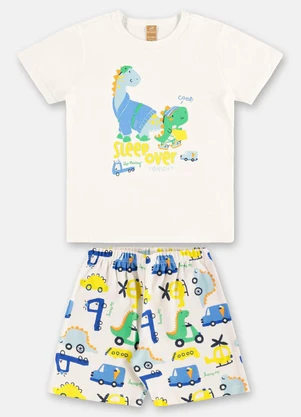 Up Baby - Pijama Infantil Camiseta e Bermuda Branco - UP BABY