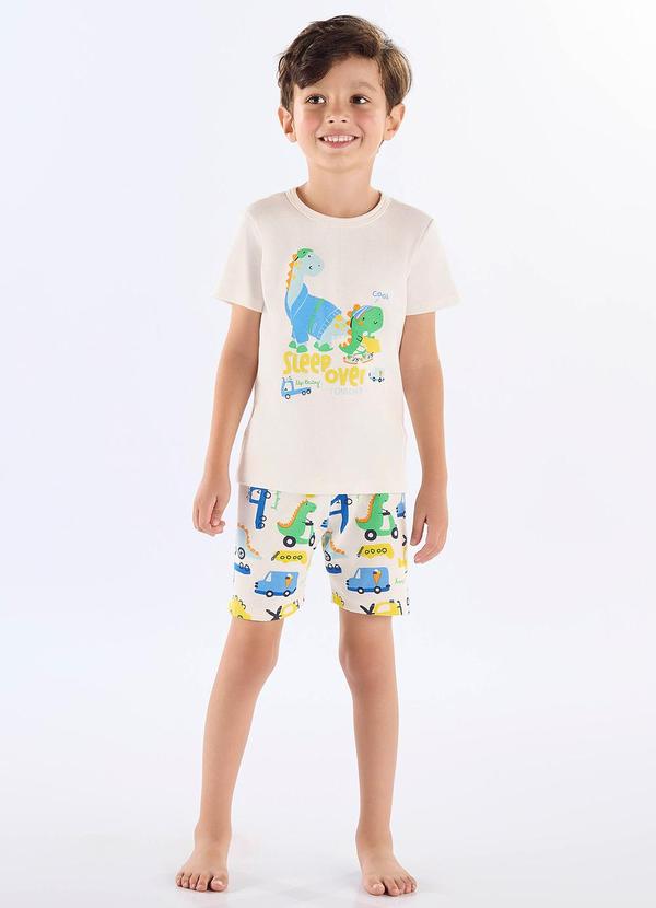 Up Baby - Pijama Infantil Camiseta e Bermuda Branco