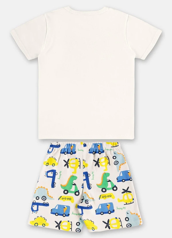 Up Baby - Pijama Infantil Camiseta e Bermuda Branco 3
