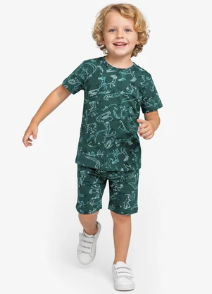 Select - Pijama Infantil Camiseta e Bermuda Verde - SELECT
