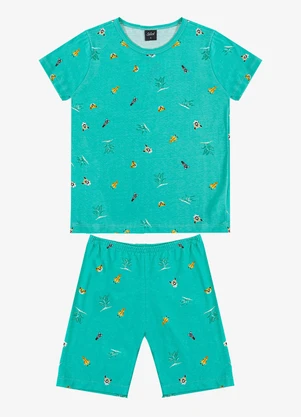 Select - Pijama Infantil Camiseta e Bermuda Verde - SELECT