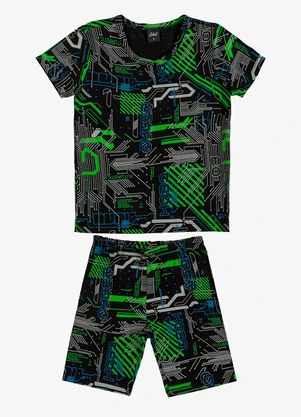 Select - Pijama Infantil Camiseta e Bermuda Verde - SELECT
