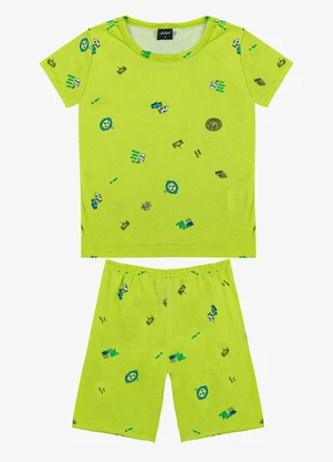 Select - Pijama Infantil Camiseta e Bermuda Verde - SELECT