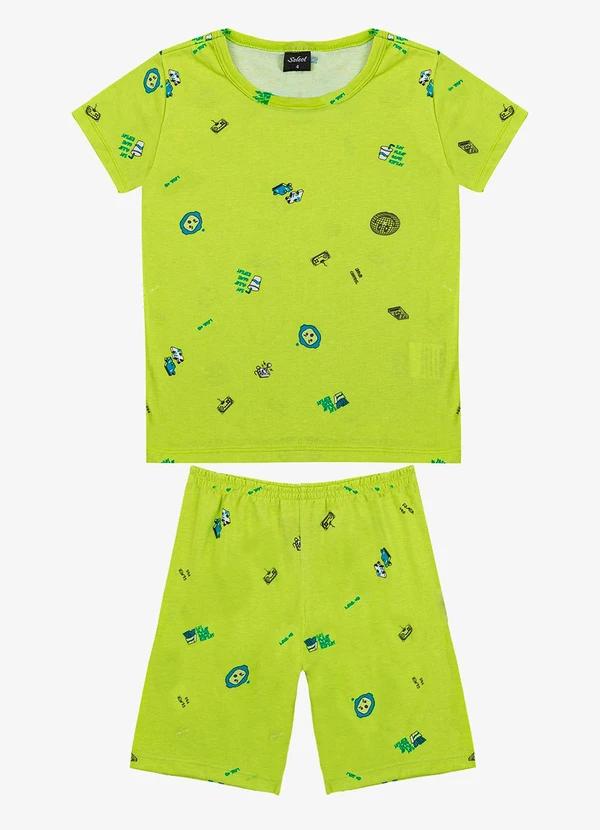 Select - Pijama Infantil Camiseta e Bermuda Verde