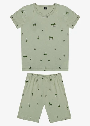 Select - Pijama Infantil Camiseta e Bermuda Verde - SELECT